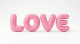 Pink inflated balloon letters spelling the word love with inflated