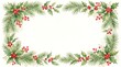© MdMashud - Watercolor christmas frame border with pine branches and berries
