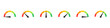 © NURJAHAN - Collection of speedometer gauges with colorcoded segments, progress indicators for performance measurement, flat vector icons isolated on transparent background