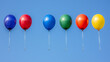 © Sompong - Colorful balloon floating blue sky rainbow celebration party cheerful outdoor helium festive happiness arranged row bright vibrant summer event fun joyful decoration