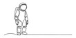 © Das - Continuous single line drawing of an astronaut standing in space exploration suit