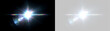 © Антон Миргородський - Anamorphic lens flare with horizontal rainbow streak and lens glare artifacts. Isolated light burst effect on black and transparent background