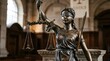 © Alina - Bronze statue of blindfolded lady justice holding golden scales of balance