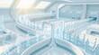 © Celt Studio - Glowing digital human holograms walking through futuristic security archway becoming solid white anonymous figures inside bright conceptual data privacy synthetic information facility