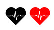 © MdAbuKahar - Heartbeat Heart Icons with ECG Pulse Line in Black and Red
