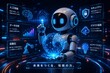© Allah k hwaly - Futuristic AI robot interacting with digital data interface, humanoid cyborg managing global network and artificial intelligence systems