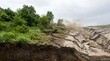 © Amrullah - Environmental soil erosion showing drastic transition from healthy vegetation to barren canyon caused by heavy rainfall