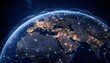 © Chandan Tripathy - Global digital communication network illuminated on Earth at night from space view
