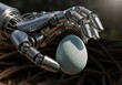© Tamimt9b - Abstract Robotic Hand Gently Holding a Delicate Egg in a Future Nature Concept Illustration