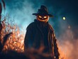 © lampu - Spooky jack o lantern Halloween character.