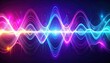 © Rizky - Abstract neon sound waves glowing on dark background.