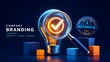 © Add Win - Company branding strategy concept with a glowing lightbulb, checkmark, and magnifying glass representing authentic trust