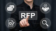 © MdSaddam - Businessman pointing at RFP request for proposal icon with business network icons