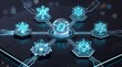 © Jiraporn - Futuristic digital interface showcasing interconnected glowing hexagons for innovations and data visualization.