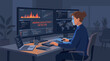 © Daisha - Professional monitoring security alerts on computer monitors.