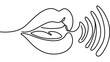 © widia - Continuous single line drawing of human lips speaking with sound waves.