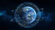 © Nutthaphoom - Earth surrounded by glowing digital network grid in space Generative AI