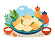 © Monika Janiak-Klicha - Traditional dumplings with sour cream and herbs – food illustration
