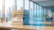 © Achmad - Paperless office transition displaying tall stack of physical folders converting into glowing digital data files