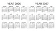 © Ayoub - Comparison calendar showing full years 2026 and 2027 for business planning and scheduling