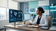 © DEWI - Doctor Analyzing Medical Scans In A Modern Tech Office