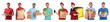 © New Africa - Food delivery service workers. Collection of portraits on white background