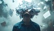© FeriFerdinan - Man overwhelmed by falling documents, papers exploding from head, concept of information overload and stress