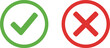 © Alaya - Green check mark and red cross sign icons for correct and incorrect choice isolated on white