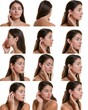 © The Little Hut - Collage of a Young Woman's Face and Profile Touching Her Ear in Various Poses and Angles