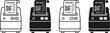 © Afroja - Thermal receipt printer icon set featuring outline and solid styles with qr code payment invoice billing slips for point of sale transactions