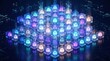 © Chayanan - Glowing transparent cubes in a digital data network structure representing cloud computing and blockchain.
