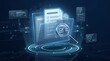 © Jazif studio - Digital document inspection and data audit concept featuring glowing magnifying glass over verified electronic folder