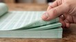 © SABUG - A close-up view of a hand flipping through a stack of light green accounting ledger paper ad social media download thambnail poster web template event festival 2026 2027 2028
