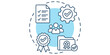 © Jpeg shop opened - Business management concept illustration featuring people team and quality assurance icons for professional workflow systems.