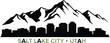 © Hey world - Salt lake city utah skyline silhouette with mountains backdrop