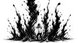 © Rafiuddin - Man overwhelmed by exploding black ink splashes in dramatic monochrome illustration.
