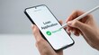 © Sukon - Mobile credit approval process on a handheld smartphone with a digital lending interface.