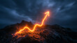 © BlackBridge Media - Glowing Upward Arrow Rising Above Rugged Mountain Landscape