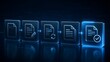 © Ridwan_DigitalGrid - Glowing blue holographic document processing pipeline from editing to final approval representing digital workflow and file lifecycle management