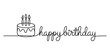 © GOBINDO - Happy birthday text with a cake drawing in a continuous single line art