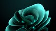 © Rizwan - Abstract teal 3D flower petals, elegant turquoise wavy layers on black background, modern organic floral sculpture wallpaper