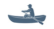 © Md - Silhouette of a man rowing a boat on a white background