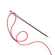 © Vova7 - Close-up of a sewing needle with red thread looped through its eye