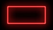 ©  bismillah stock - Illustration of a bright red neon rectangle glows against a deep black background, creating a modern, abstract frame or border for digital content