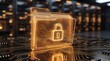 © Amrullah - Data protection and cyber security concept showing a secure digital file folder with a padlock inside a server room.