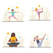 © plekenyikboy - Yoga Meditation Balance and Mindfulness Exercise Illustration Set