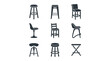 © aan - Bar stools and tall counter seating icons.