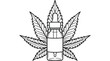 © Zeshan - Cannabis oil dropper bottle line art, CBD tincture bottle with hemp leaf, medicinal marijuana extract illustration on white
