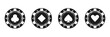 © top dog - Casino poker chip collection with club, diamond, spade and heart suit symbols in bold black and white gambling themed style