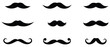 © Art Store - Set of nine black man mustache silhouettes icon. Collection of various mustache icon. Mustache icons black vector on trendy design. Vector illustration.